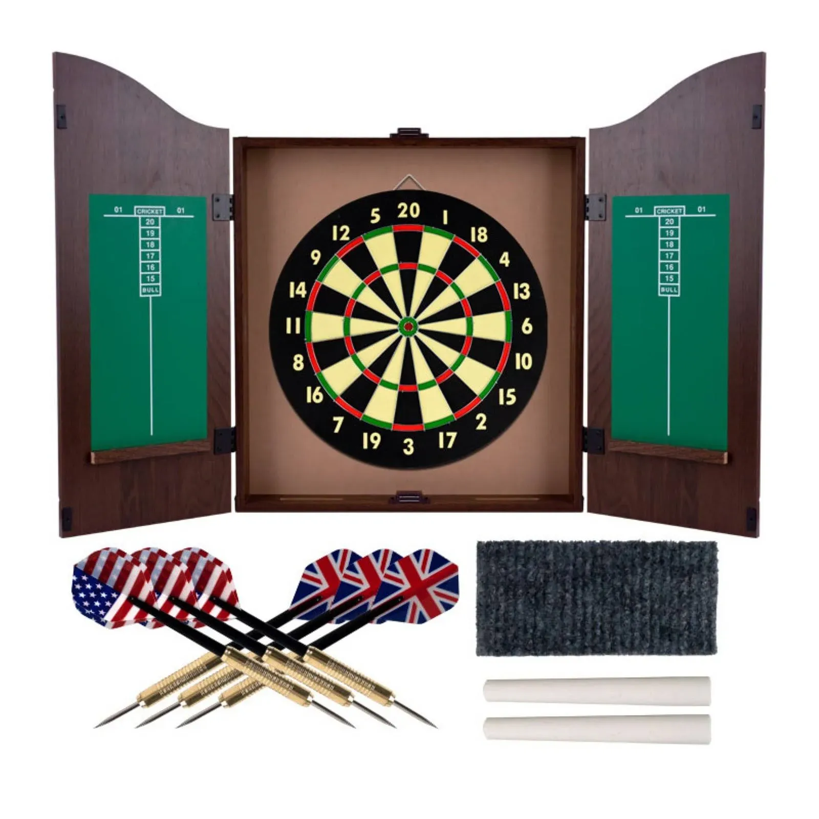 Trademark Games Dart Board Cabinet Set - Walnut, Multicolor