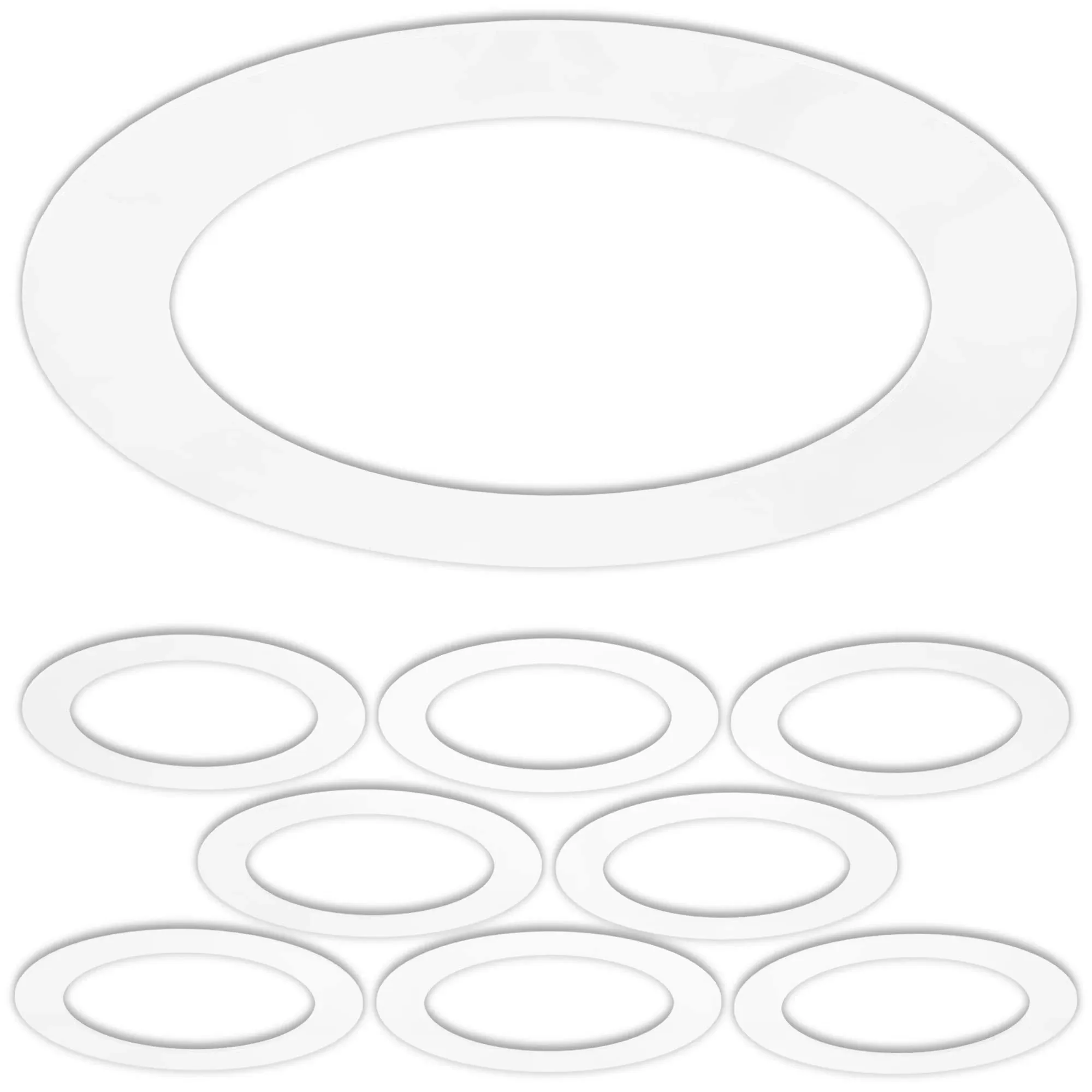 Lighting Labs 8 Pack Gloss White Goof Trim Ring for 8" inch Recessed Can Lighting Down Light, Outer Diameter 8.6 Inches, Inner Diameter 6.2 Inches