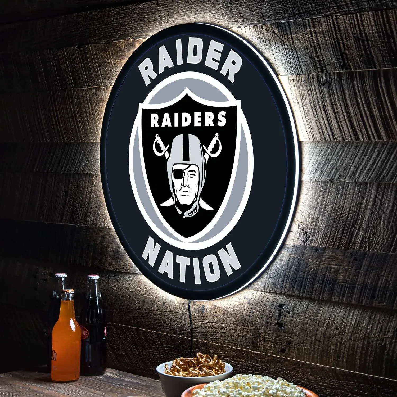 Evergreen Las Vegas Raiders Round LED Wall Décor One-Size