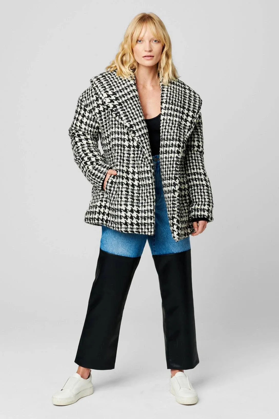 BLANKNYC Houndstooth Pure Emotions Puffer Coat XS