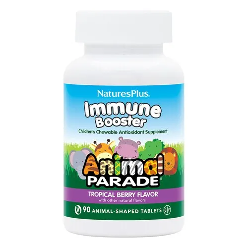 NaturesPlus
           Animal Parade Kids Immune Booster Tropical Berry -- 90 Chewable Tablets
        
        
        
        
        
          
          SKU #: 097467299788
          
            Shipping Weight:
              0.3616 lb
            
          
          
            Servings:
              45