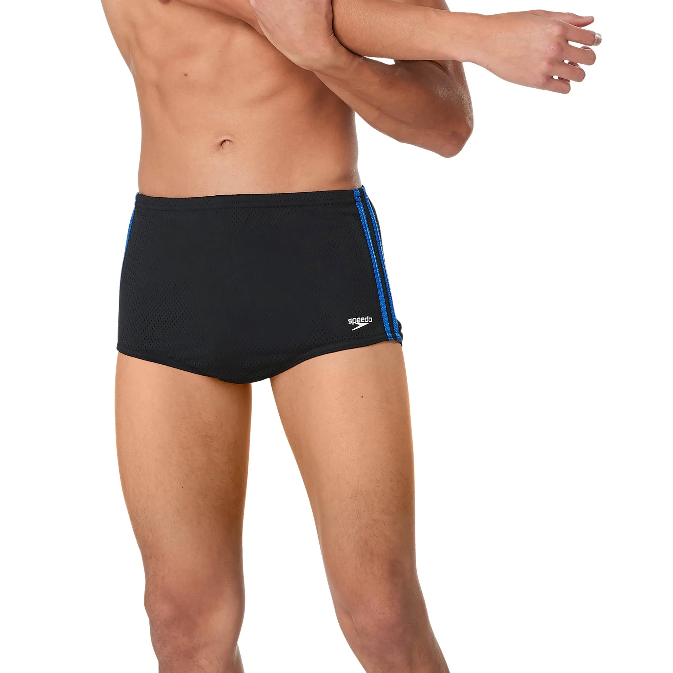 Speedo Poly Mesh Square Leg Black/Blue 30