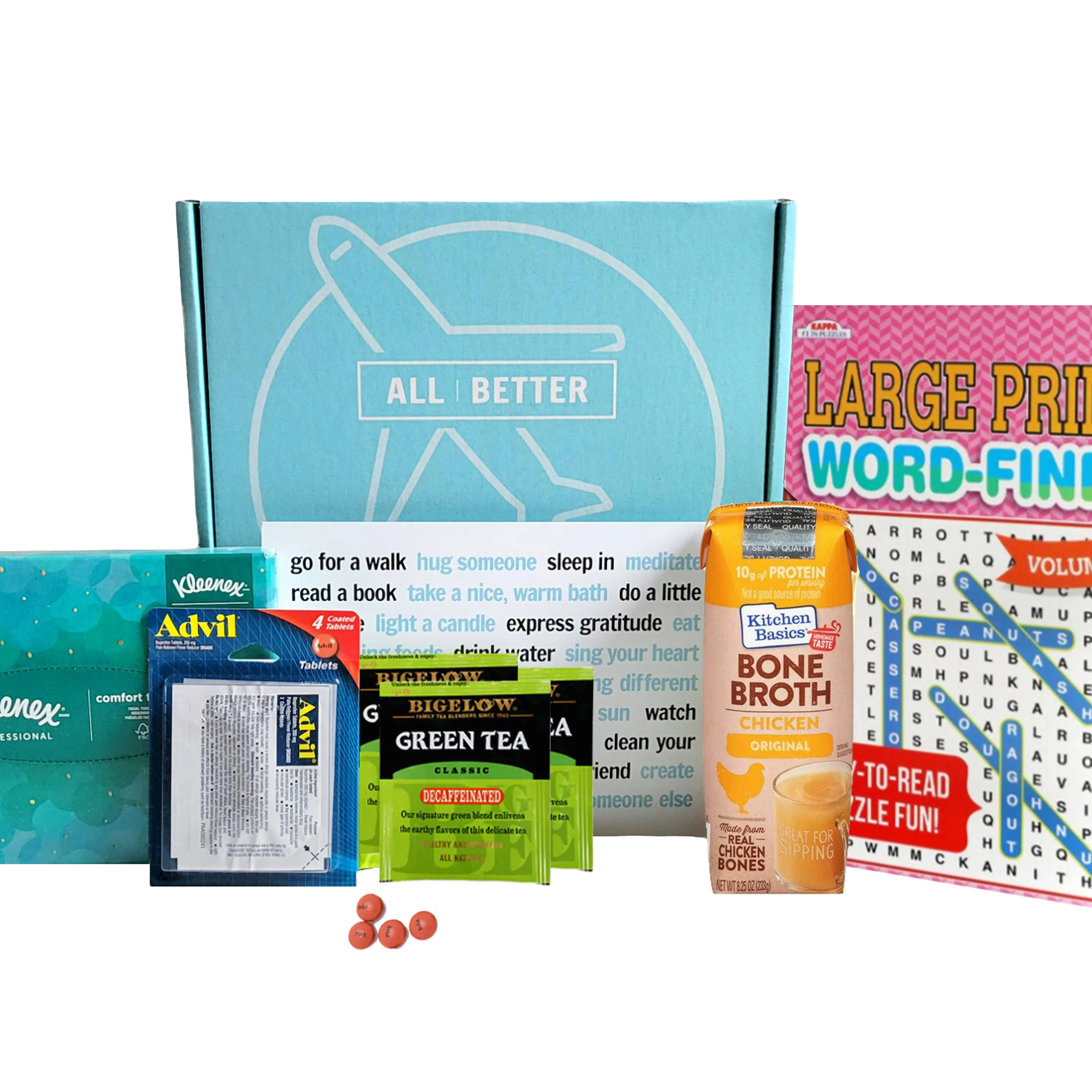 Care Package for Sick Friend with General Illness like Cold or Flu  All | Better Quick Sick Box A 