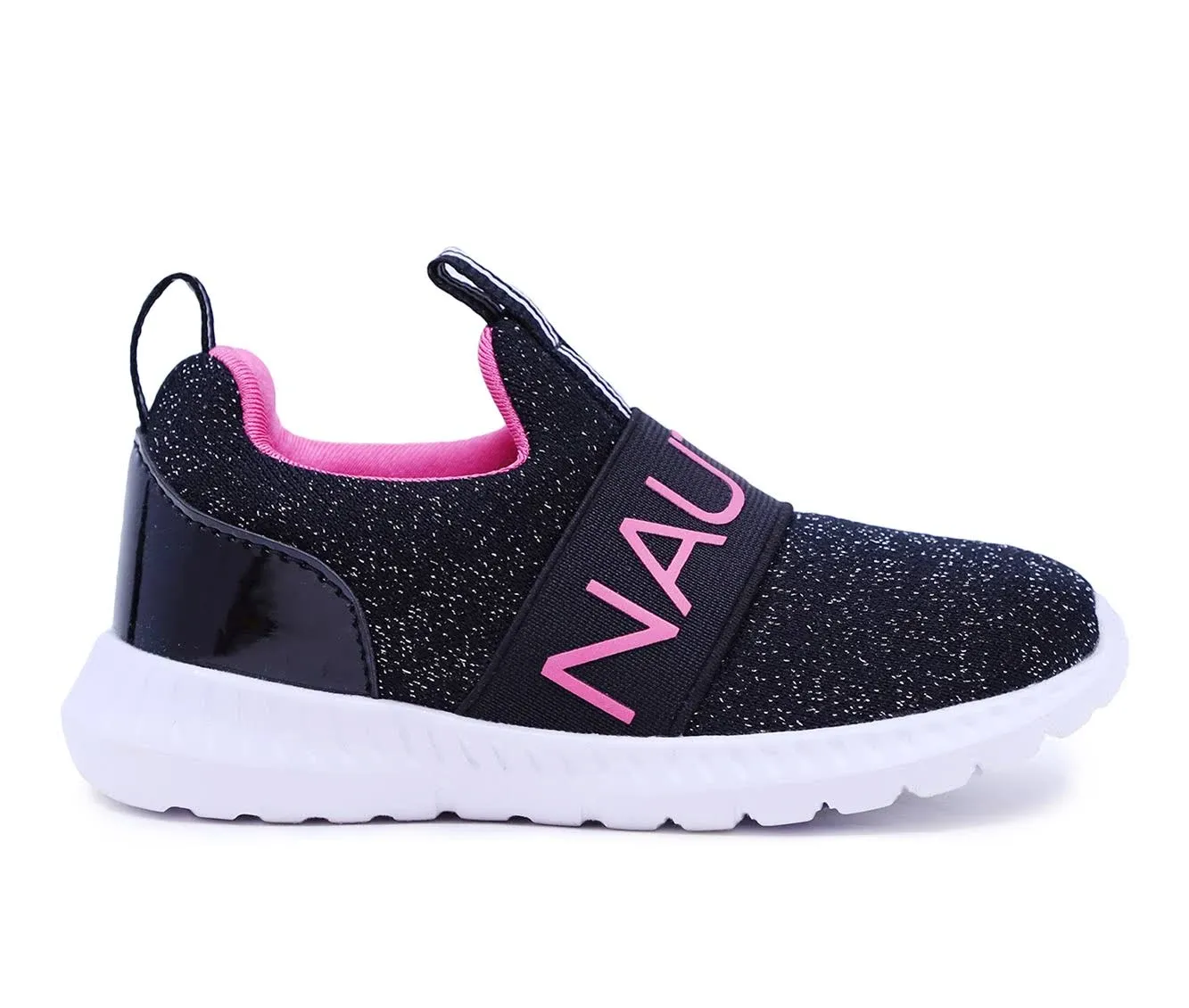 Nautica | Little Girls Canvey Slip On Sneakers - Black Sparkle, Pink | Realry