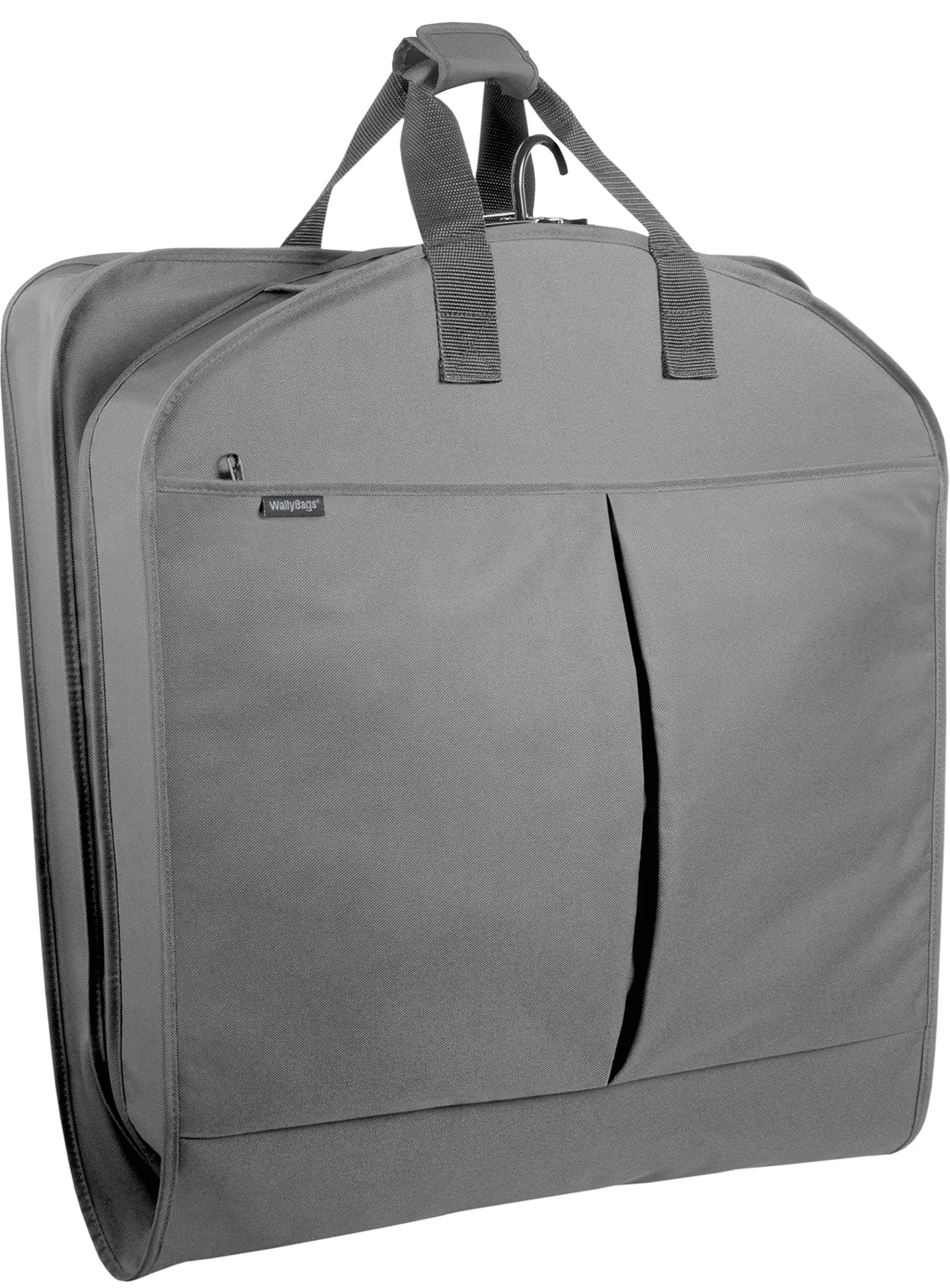 WallyBags Deluxe Travel Garment Bag with Two Pockets, Grey, 52-inch