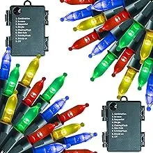  Battery Operated Christmas Lights Total 32Feet 100LED Clear 2 Pack Multicolor