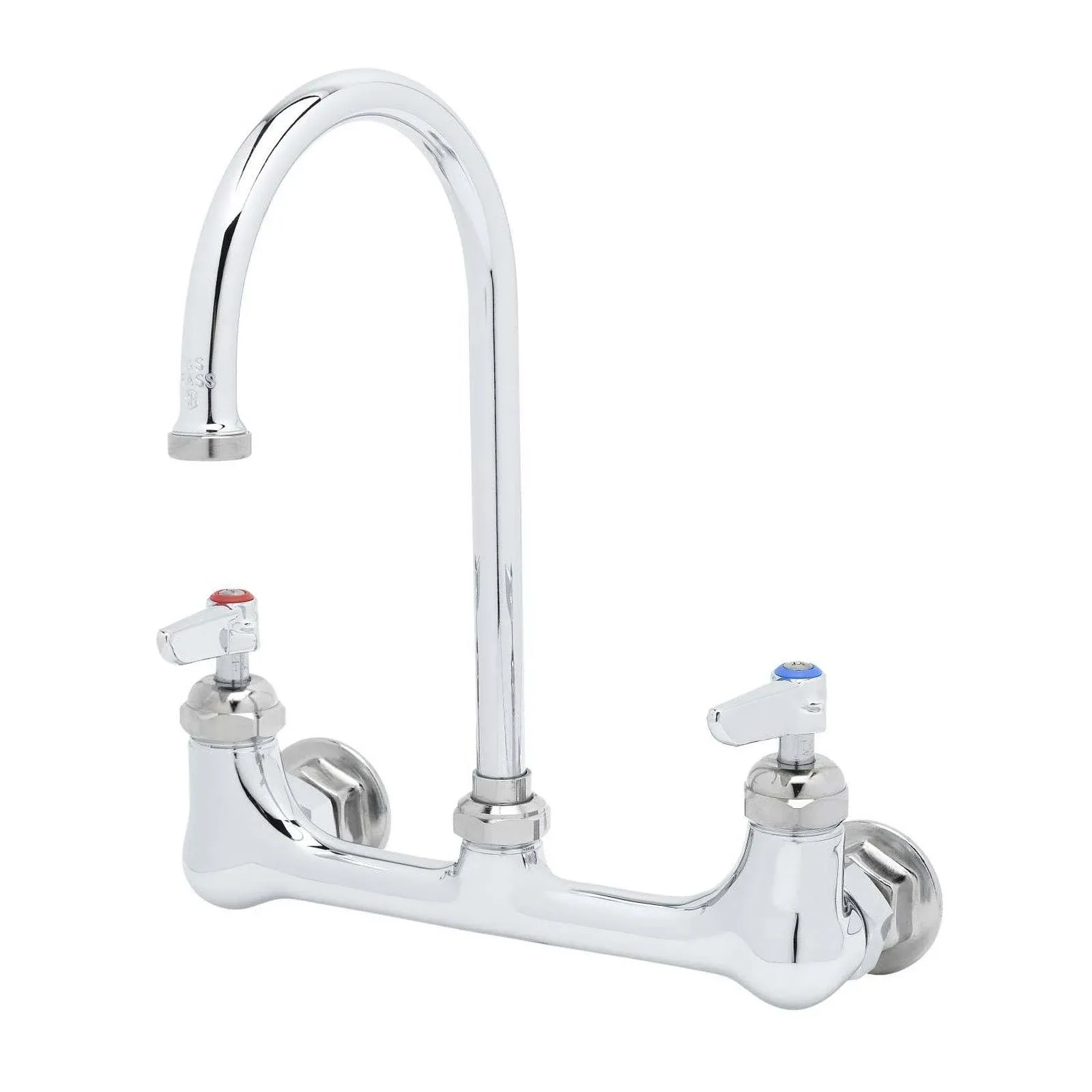 T&S Brass B-0331-CC Faucet, Wall Mount, 8" Centers, Swivel Gooseneck, 1/2" NPT Male Inlets