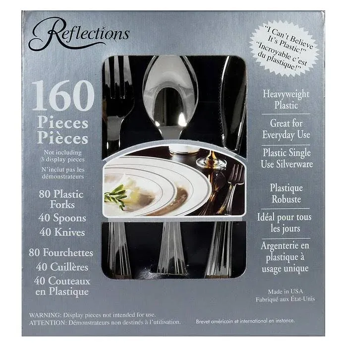 Reflections Silver Plastic Cutlery - 160 count