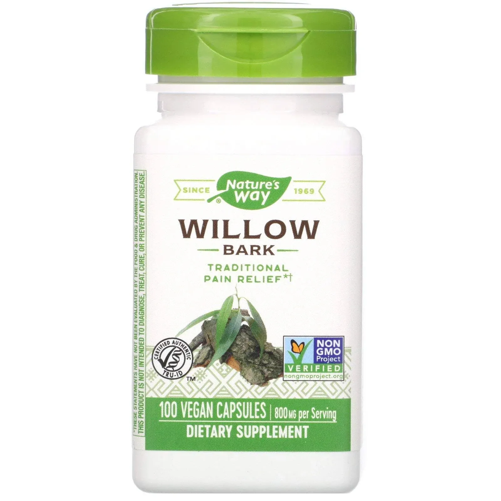 Nature's Way Willow Bark, Traditional Relief of Discomfort Due to Occasional Overexertion*, Non-GMO Project Verified, 680 mg per Serving, 100 Vegan Capsules