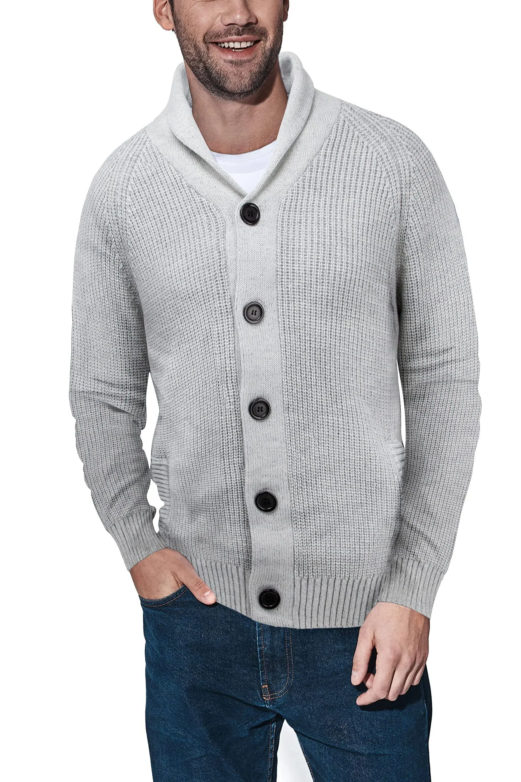 x Ray Men's Shawl Collar Cardigan in Grey Size 6X Large