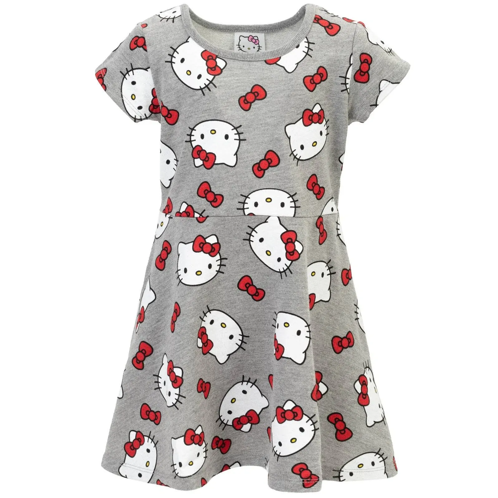 Hello Kitty Toddler Girls Short Sleeve Dress Grey 5T