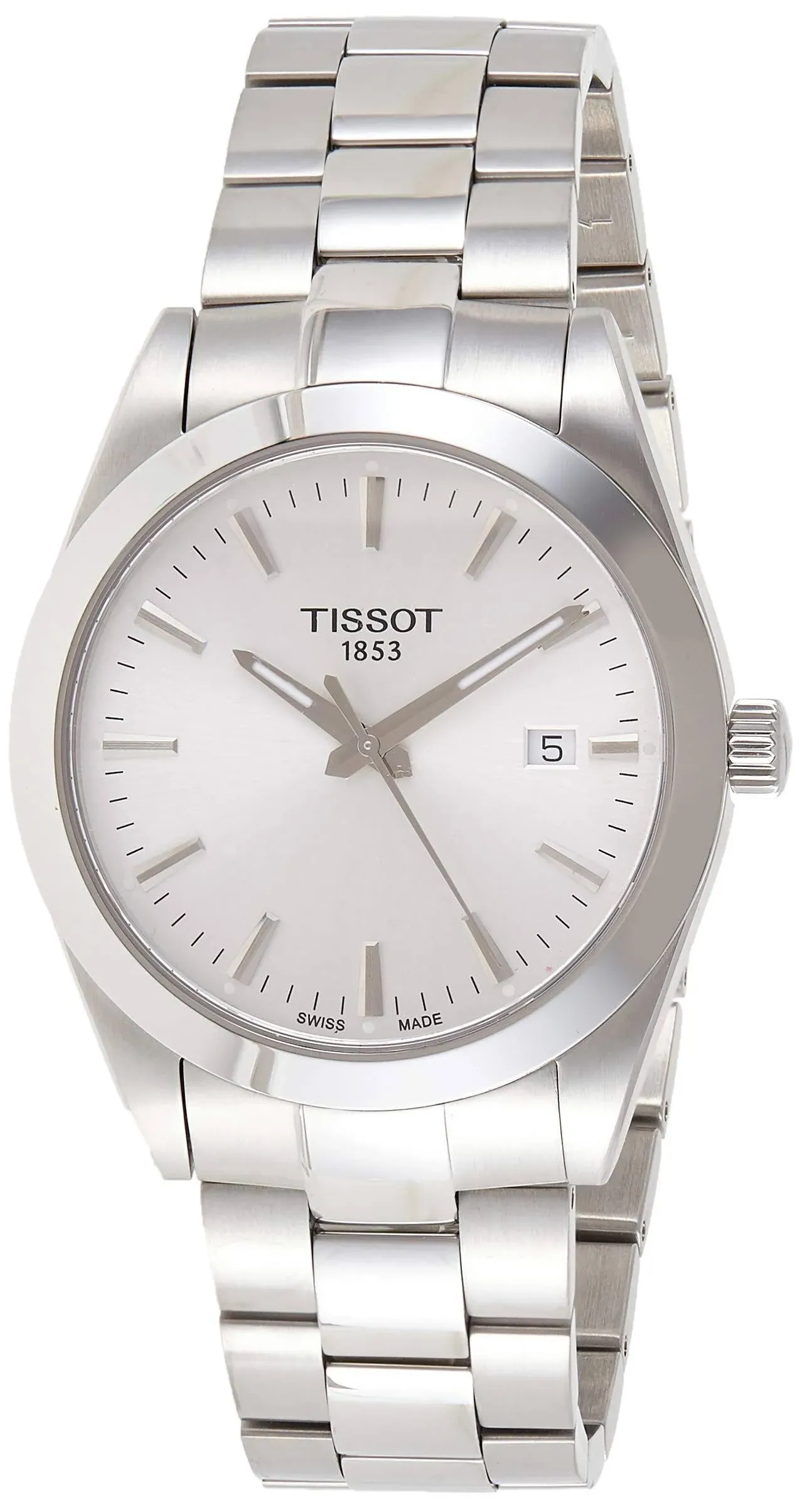 Tissot mens Gentleman Stainless Steel Dress Watch Grey T1274101103100