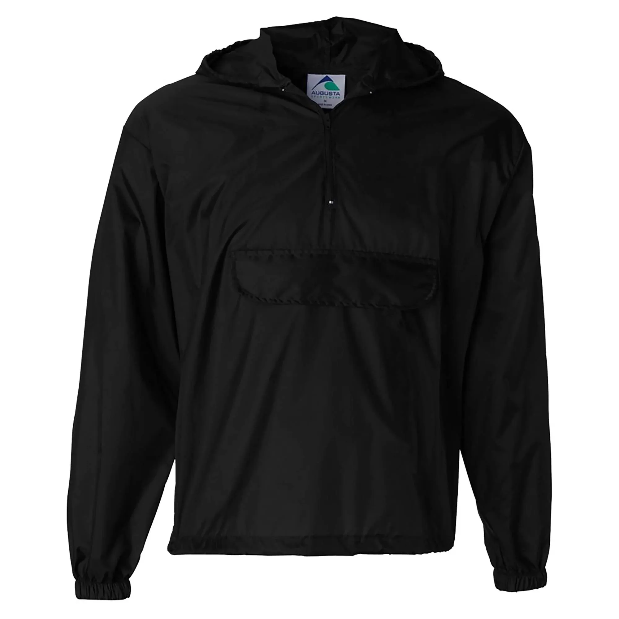 Augusta Sportswear Packable Half-Zip Hooded Pullover Jacket Black / XL