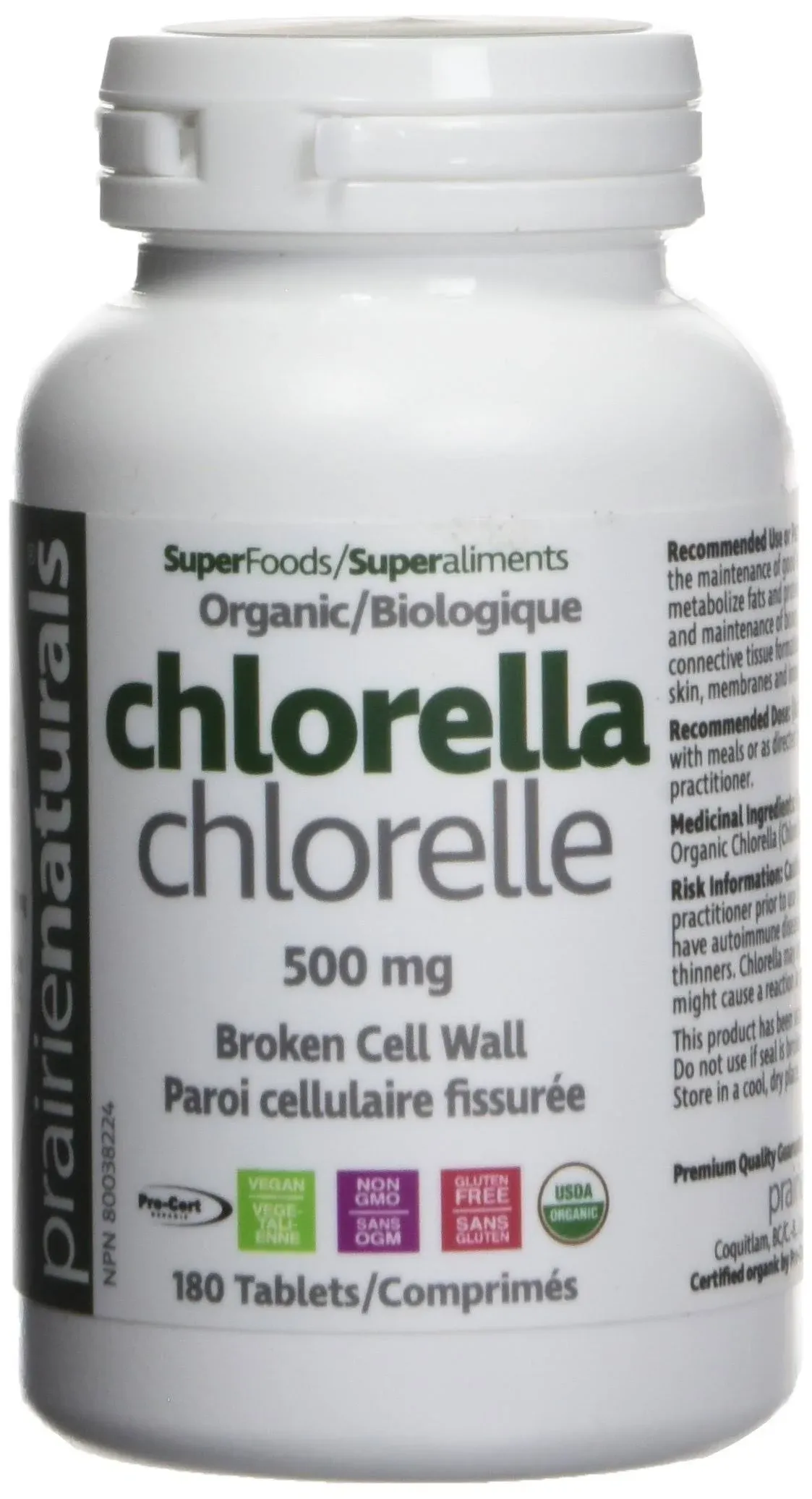 Prairie Naturals Organic Chlorella 180 Tablets