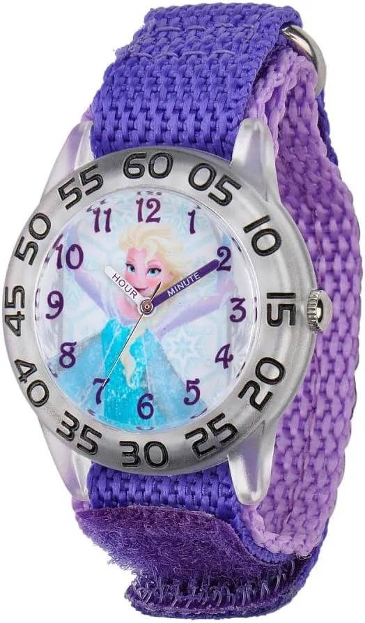 Disney Frozen Elsa Acrylic Case Velcro Time Teacher Watch