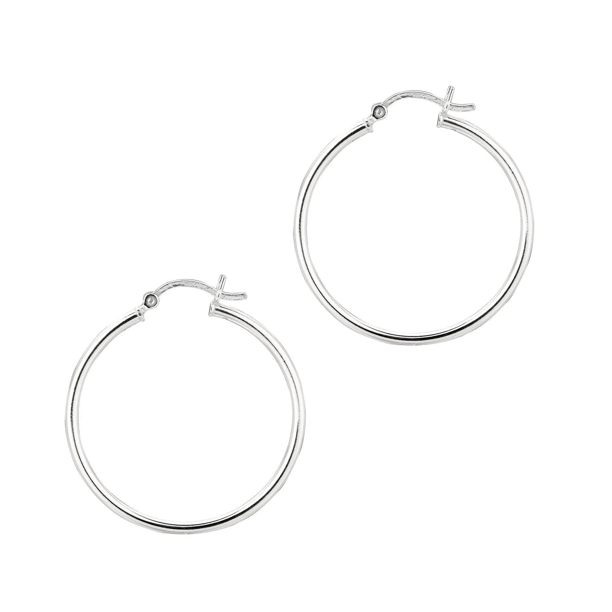 Sterling Silver Polished Round Tube Hoop Earrings - 1-1/8" - 20230373 | HSN