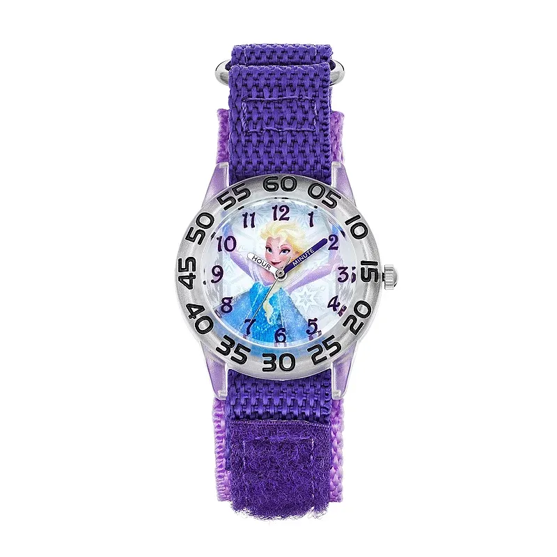 Disney Frozen Elsa Acrylic Case Velcro Time Teacher Watch