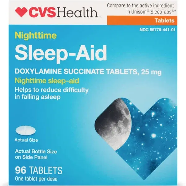 Basic Care Sleep Aid, Doxylamine Succinate Tablets, 25 mg, 96 Count