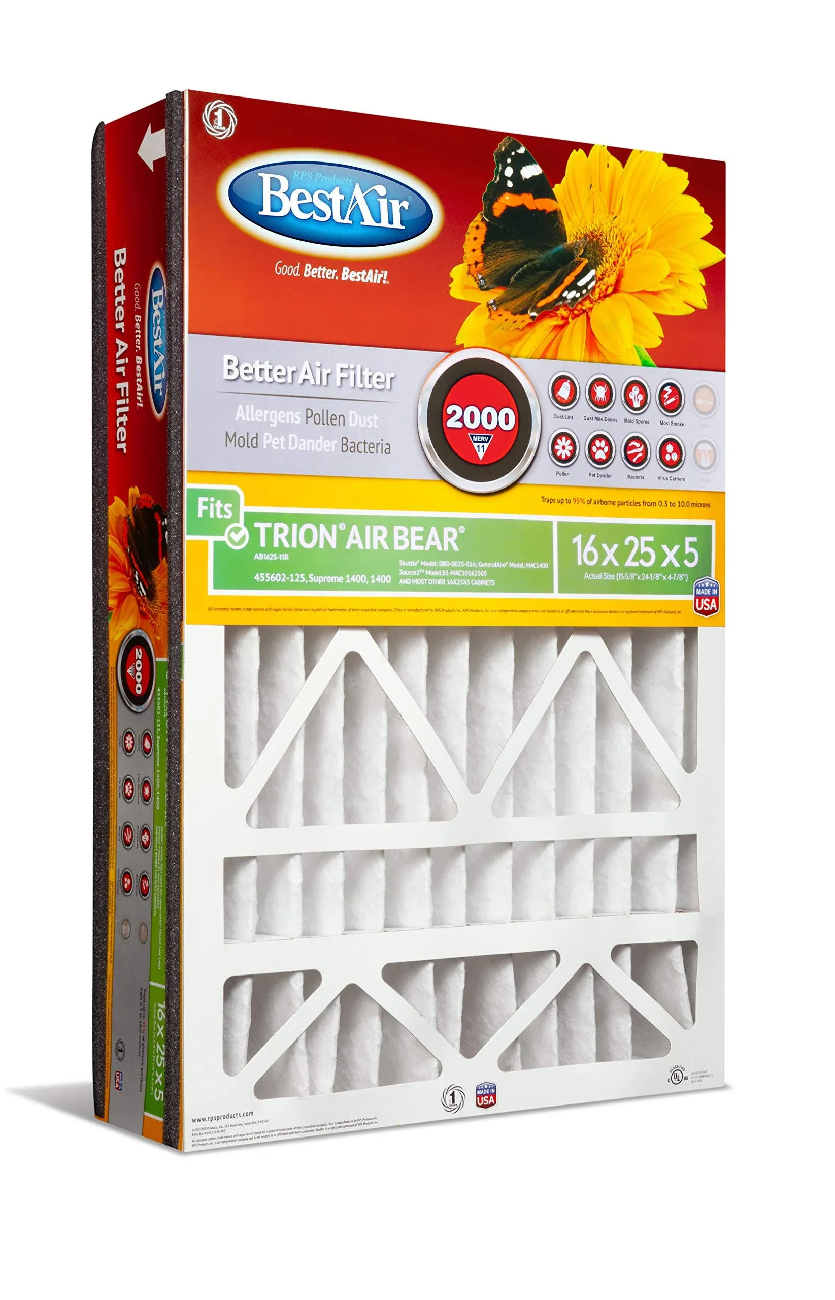 Bestair Trion Air Bear MERV 11 Furnace Filter 16 in. x 25 in. x 5 in.