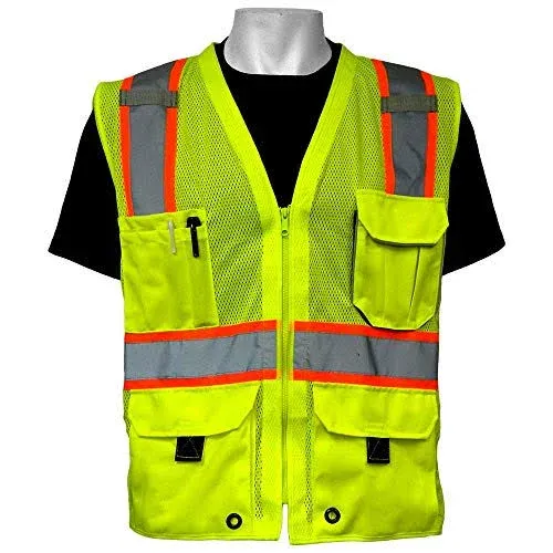 Global Glove FrogWear GLO-079 Mesh Polyester Surveyors Safety Vest, Class 2, Size 2X-Large