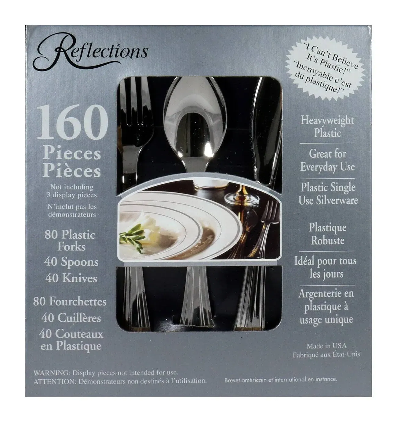 Reflections Silver Plastic Cutlery - 160 count