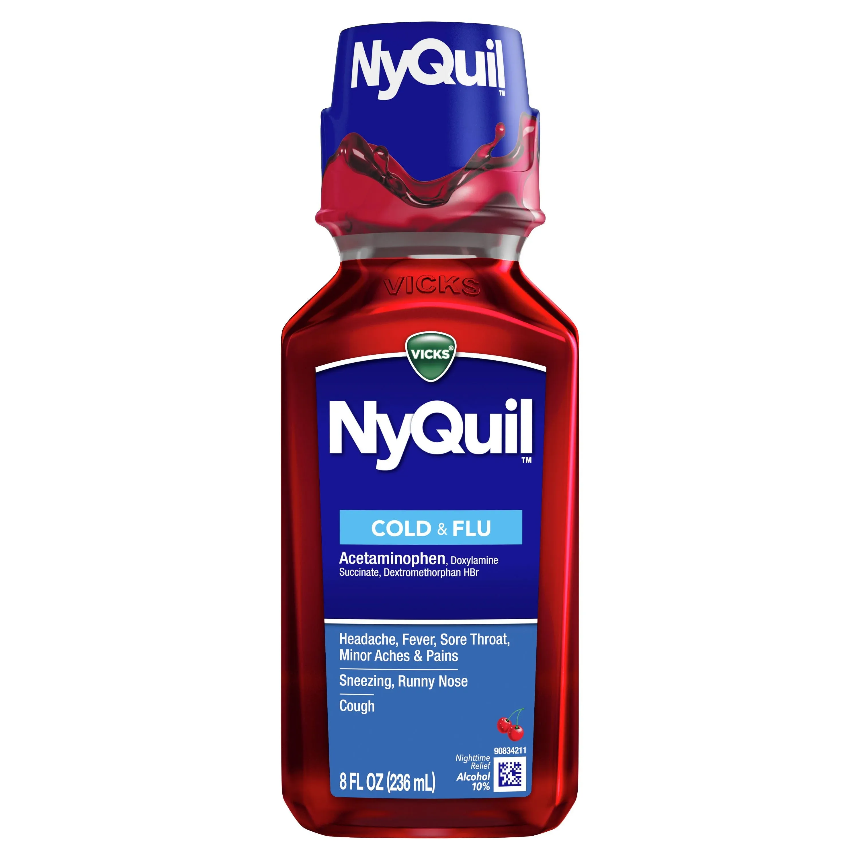 Vicks NyQuil Cold & Flu Nighttime Relief Liquid 8 fl. oz. Plastic Bottle