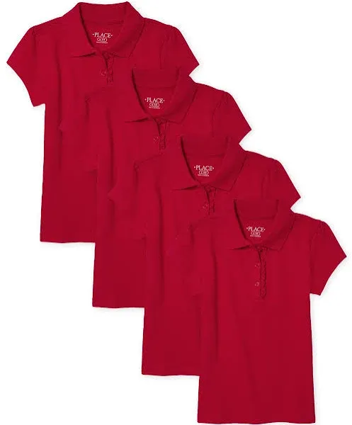 The Children's Place Girls Short Sleeve Ruffle Pique Polo Multipack