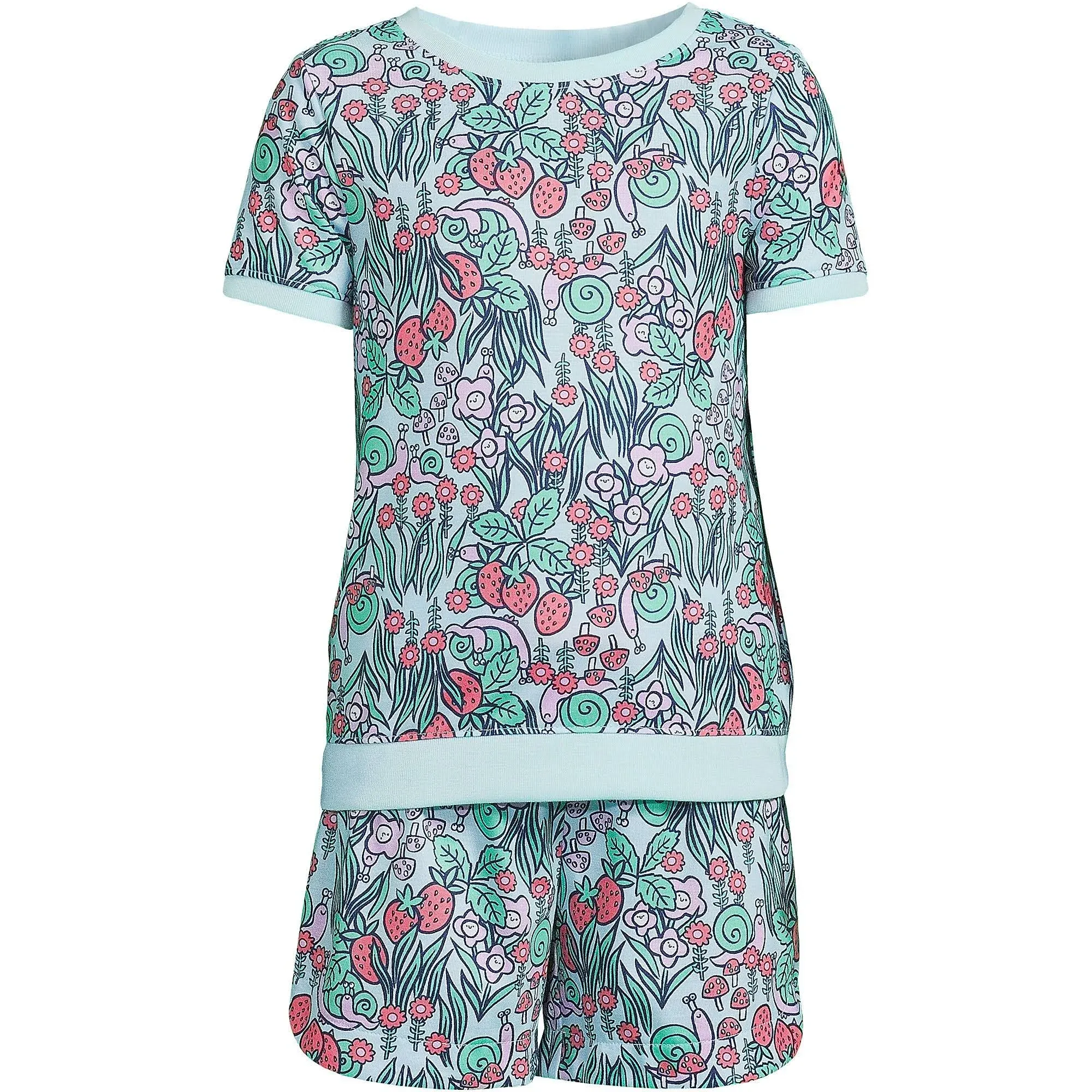 Lands' End Girls Short Sleeve Tee and Shorts Pajama Set - 12 - Dreaming Unicorn