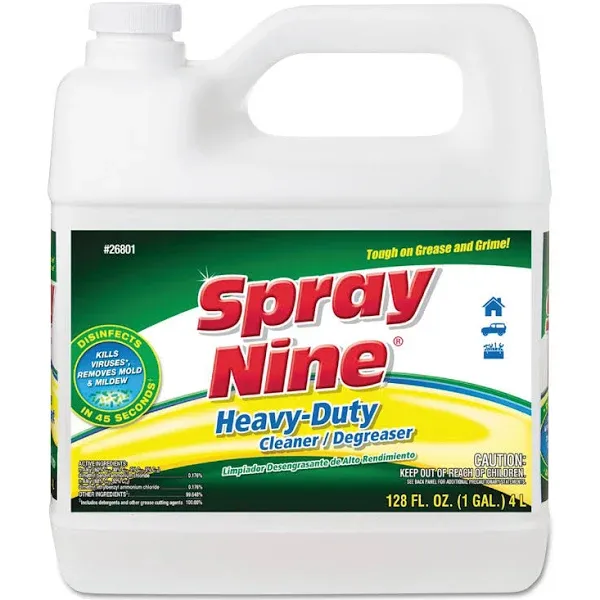 Spray Nine Heavy Duty Cleaner/Degreaser/Disinfectant, 1gal, Bottle, 4/Carton (ITW268014CT)