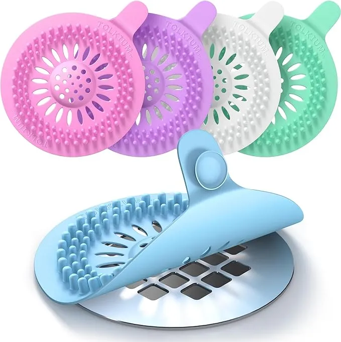 Vibrant Drain Hair Catcher 5-Pack - Durable Silicone Like Shower Drain Cover Hair Catcher for Bath, Sink, Shower, and Bathtub - Home Essentials Drain Cover to Help Prevent Clogging