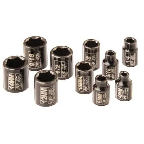 1/4" Drive 10 Piece Metric andand SAE Impact Socket Set