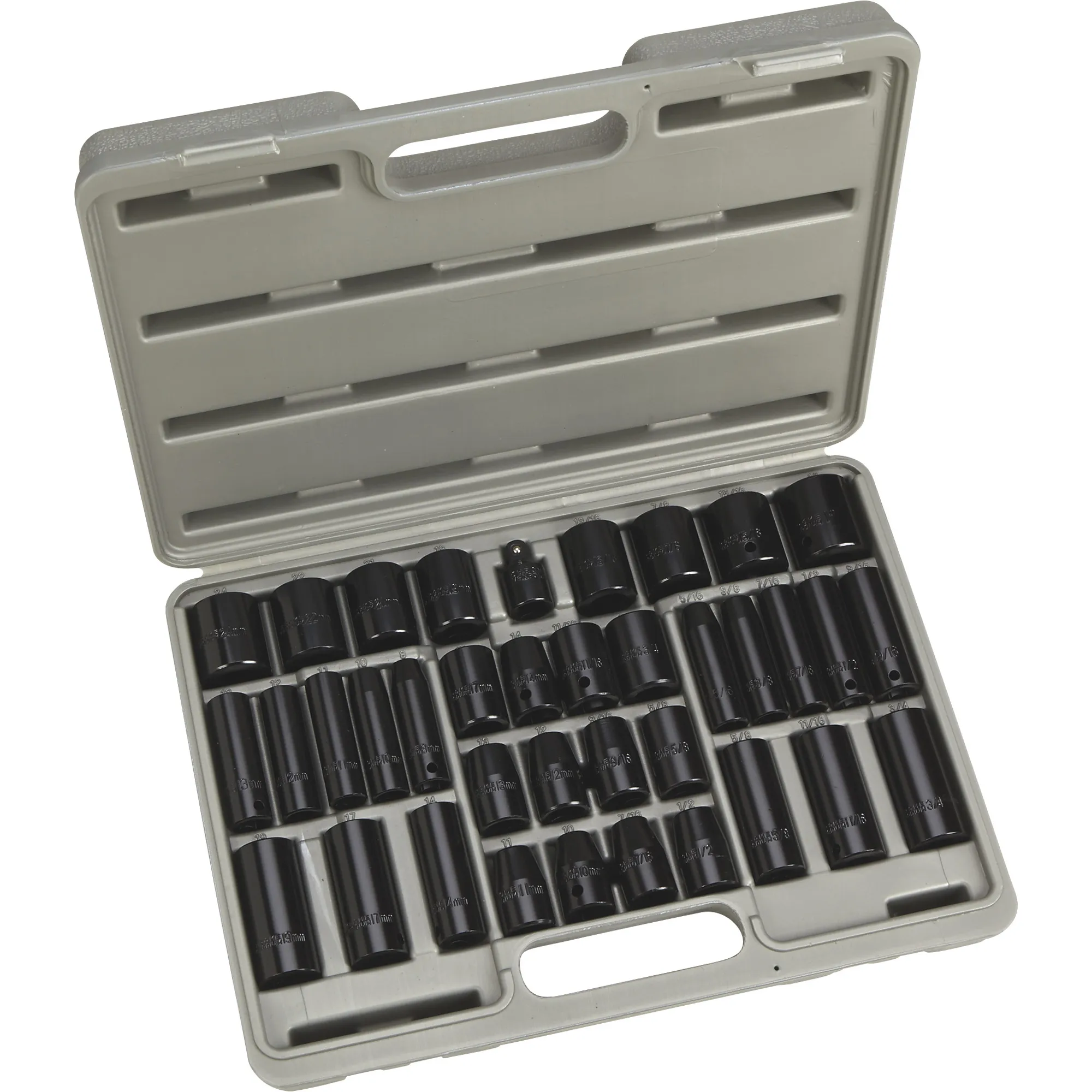 Klutch Impact Socket Set — 3/8Inch and 1/2Inch Drives, 38-Piece, SAE & Metric