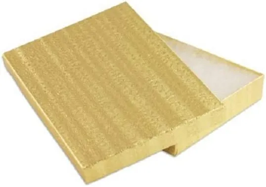 10 Pack Cotton Filled Elegant Gold Textured Color Jewelry, Gift and Retail Boxes