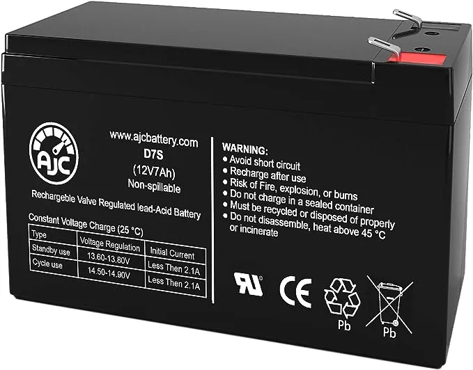 AJC Duracell DURA12-7F Sealed Lead Acid Replacement Battery 7Ah, 12V, F1