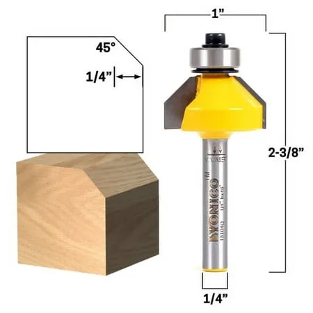 45° Chamfer Router Bits Edge Forming 1/4 Inch Shank Woodworking Power Tools 