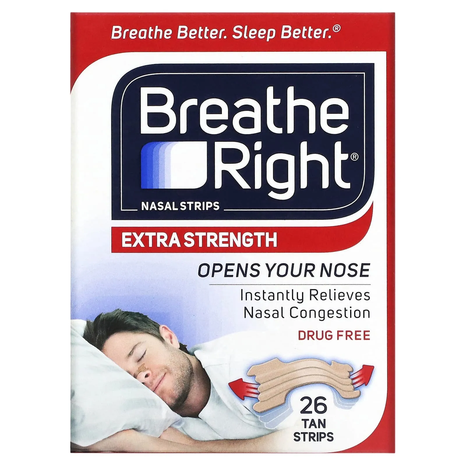 Breathe Right Drug Free Extra Strength Tan Nasal Strips (1.6 oz, 44 ct)