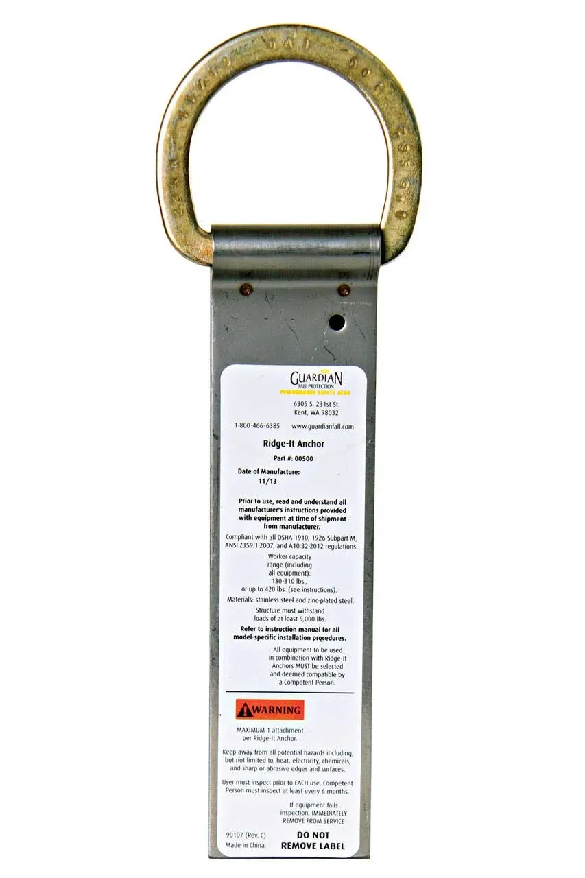 Guardian Ridge it Anchor 9-3/4&#039;&#039; Single D Ring