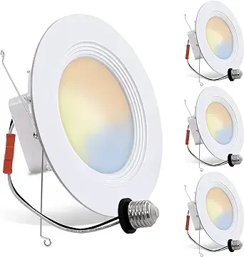 4 Pack 3CCT 6 inch LED Recessed Lighting, CRI90+, 900LM Downlight, 2700K/4000K/5000K Selectable, Dimmable, can Light with Eye Friendly, CSA, Energy Star & FCC Certified