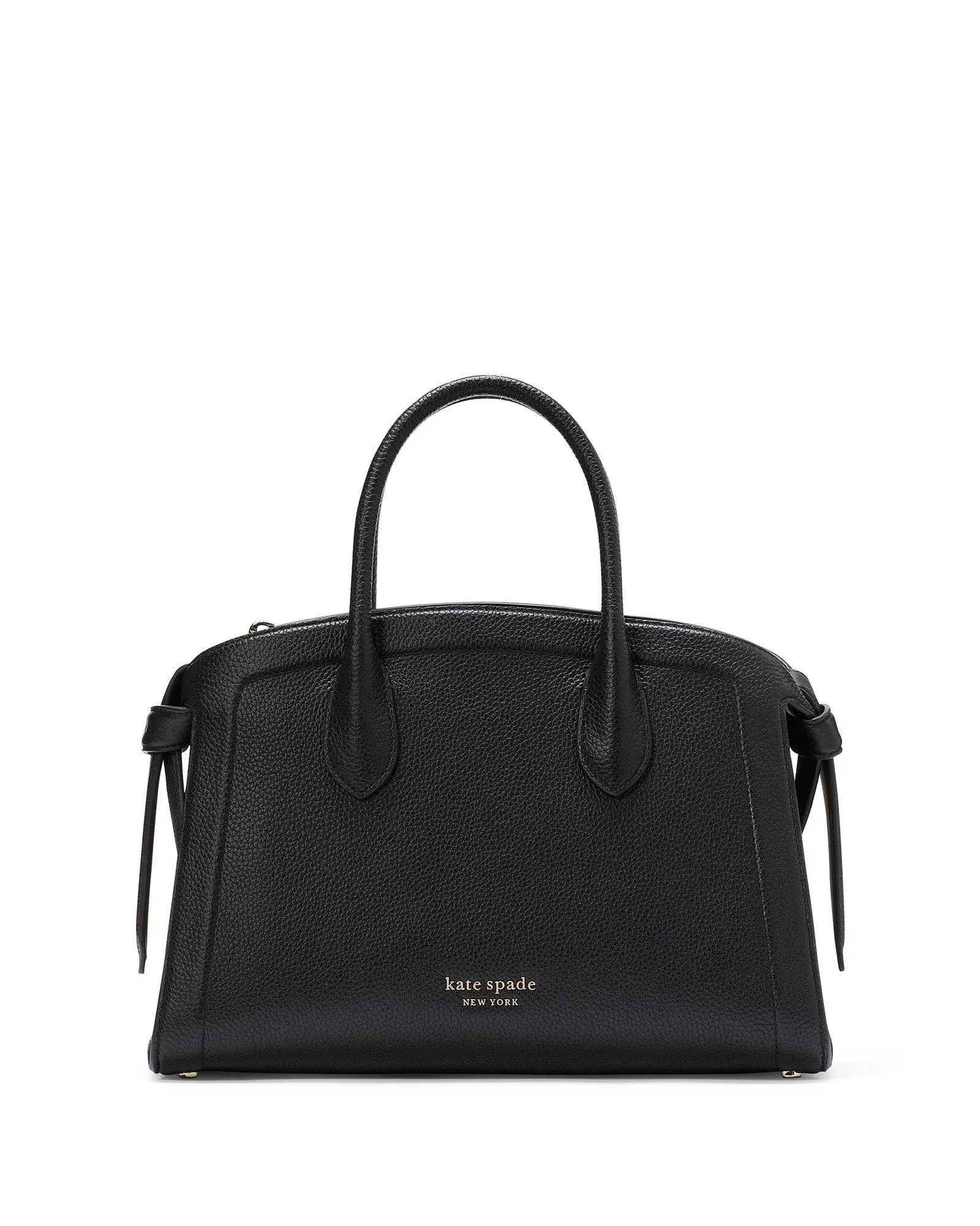 Kate Spade New York Medium Knott Pebbled Leather Satchel in Black