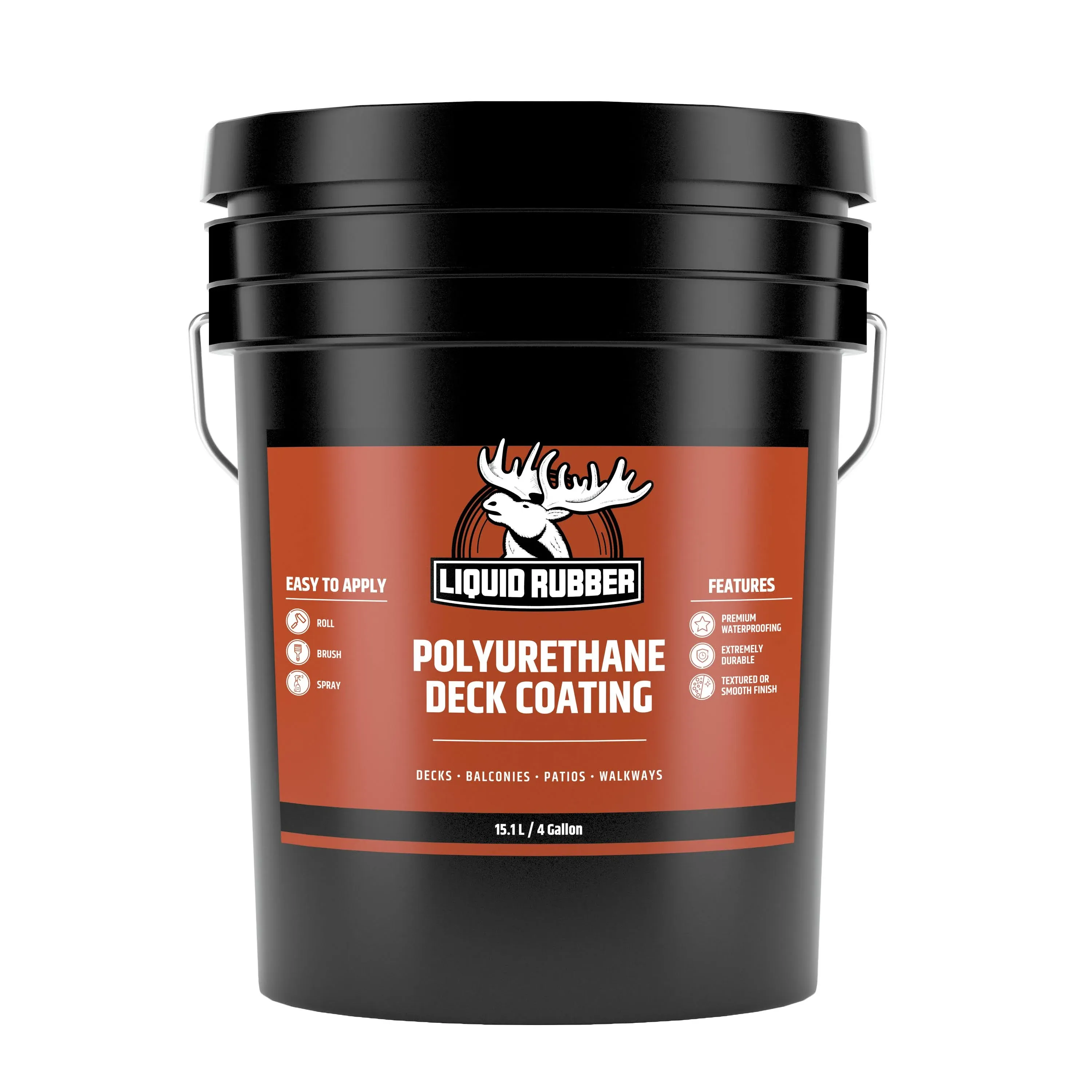 Liquid Rubber Smooth Polyurethane Deck Coating - Solar Protection Deck Sealant, Non-Toxic Multi-Surface Waterproofing Membrane, Easy to Apply, Misty Grey, 4 Gallon, 15.1 Liter