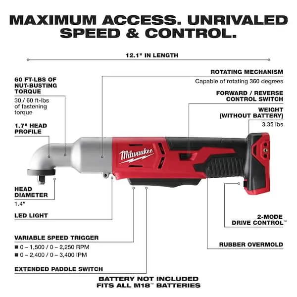 Milwaukee M18 2-Speed 3/8" Right Angle Impact Wrench 2668-20