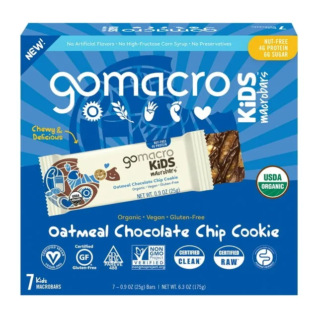 Gomacro Organic Kids Macrobar Oatmeal Chocolate Chip Cookie