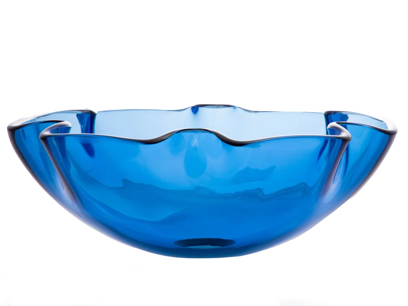 Eden Bath Glass Vessel Round Modern Blue Bathroom Sink (16.5-in x 16.5-in)