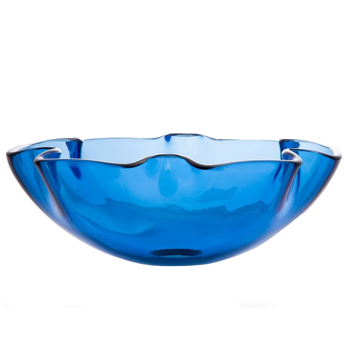 Eden Bath Wave Rim Blue Glass Vessel Sink