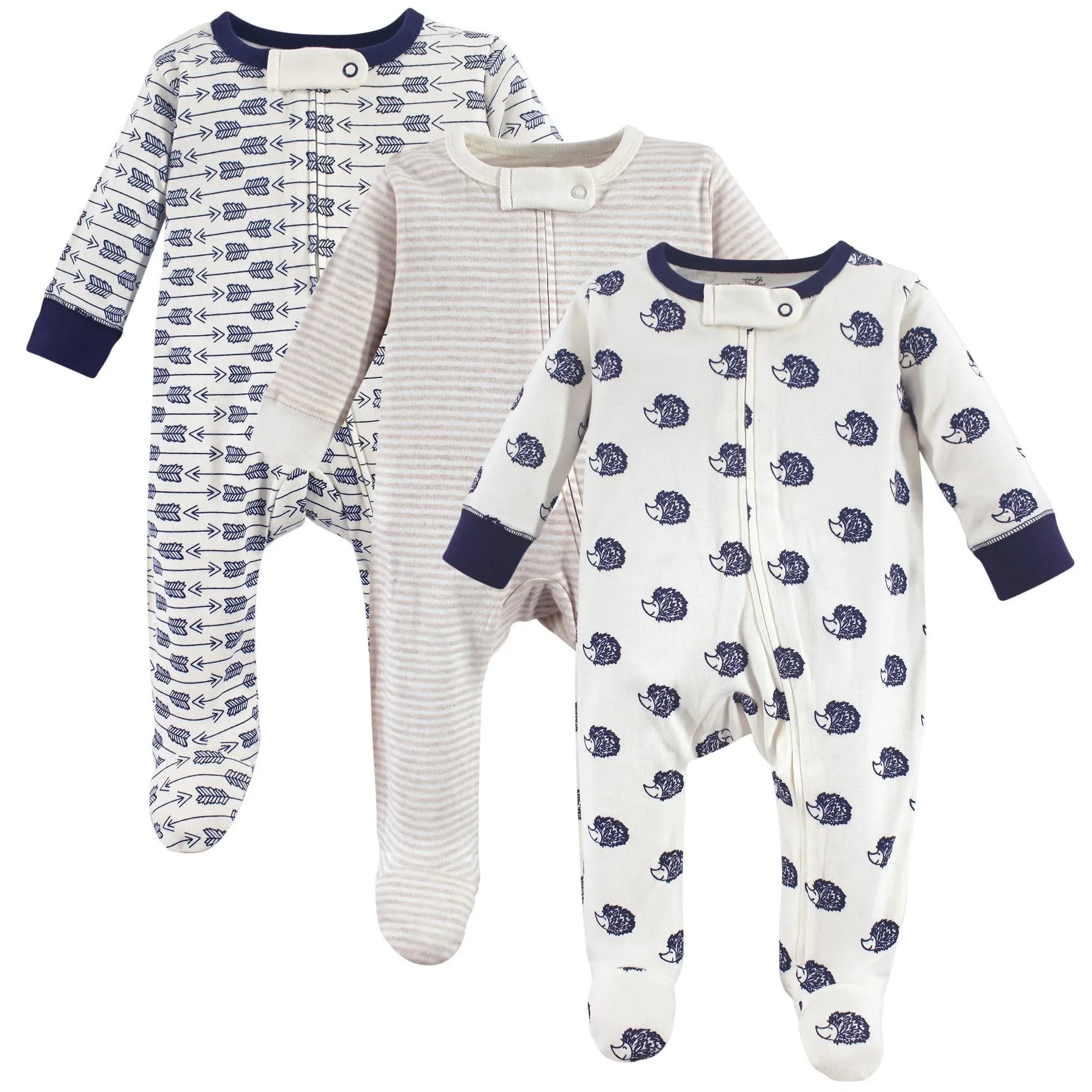 Touched by Nature Baby Boy Organic Cotton Zipper Sleep and Play 3pk