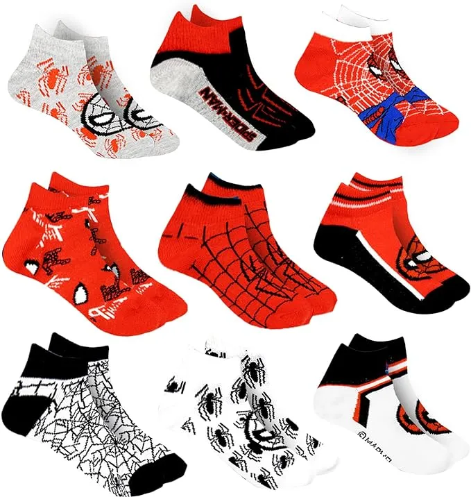 Marvel Spider-man Socks for Boys 10 Pairs Low Cut Socks for Boys Ages 3-9 Spiderman 1292