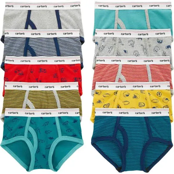 Carter's 10-Pack Cotton Briefs Underwear 10-12 Multi