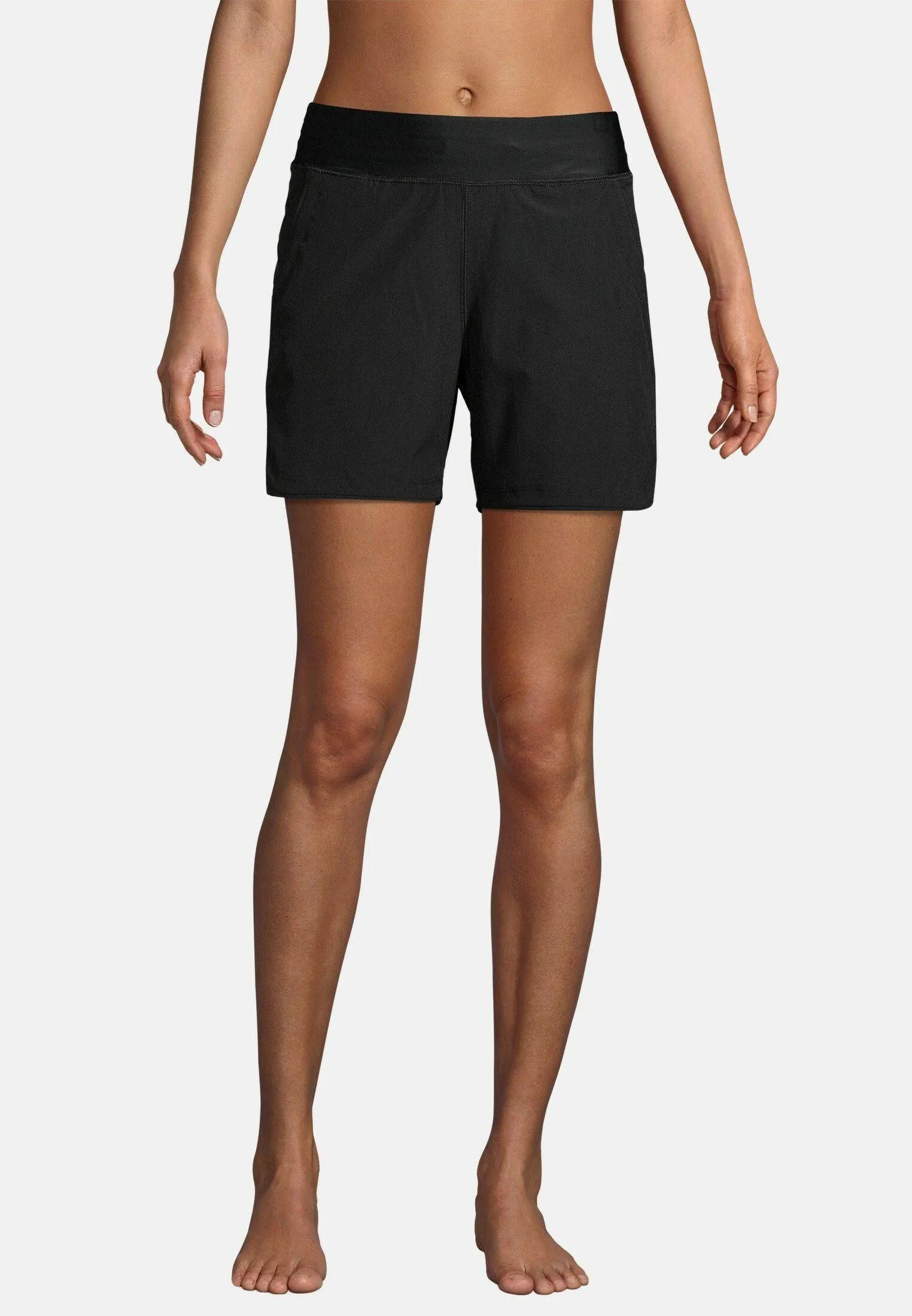 Lands' End Women's 5" Quick Dry Swim Shorts with Panty - 8 - Black