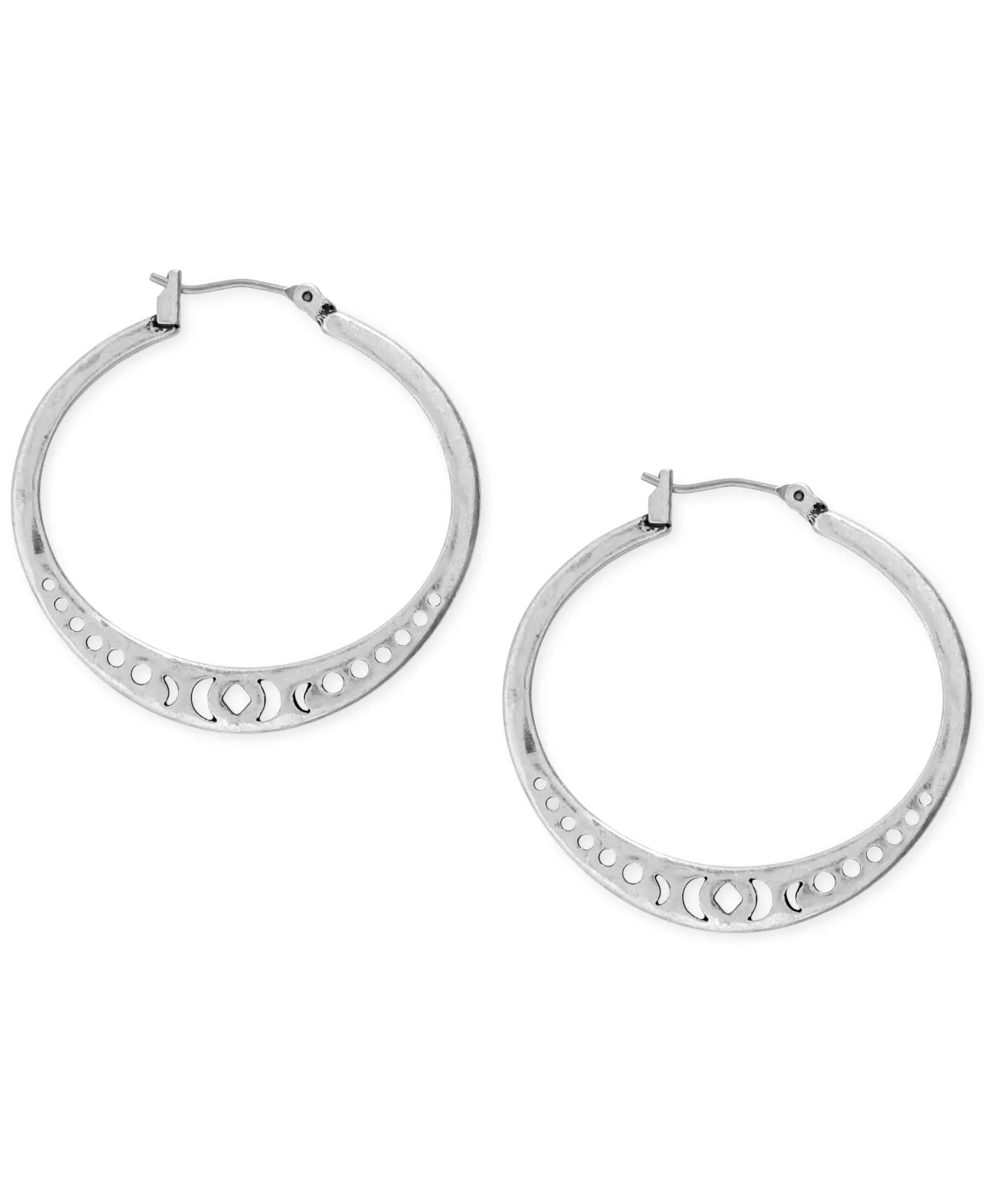 Silver-Tone Openwork 1-3/8 Hoop Earrings