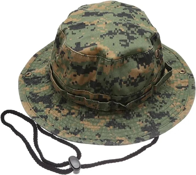 Summer Outdoor Boonie Hunting Fishing Safari Bucket Sun Hat with Adjustable Strap